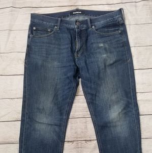 Express Men Slim Straight Medium wash stretch jeans